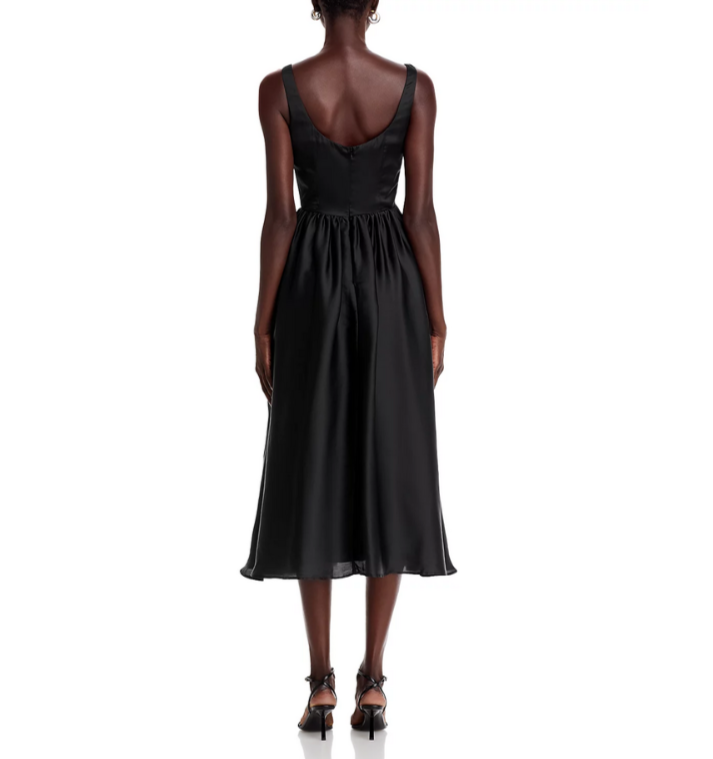 AQUA Satin Organza Midi Dress MSRP $118