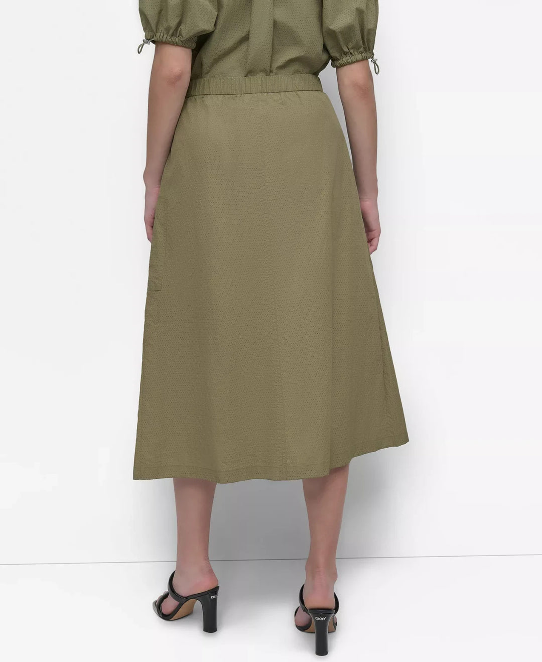 DKNY Women's Perforated Zip-Front Midi Skirt MSRP $109