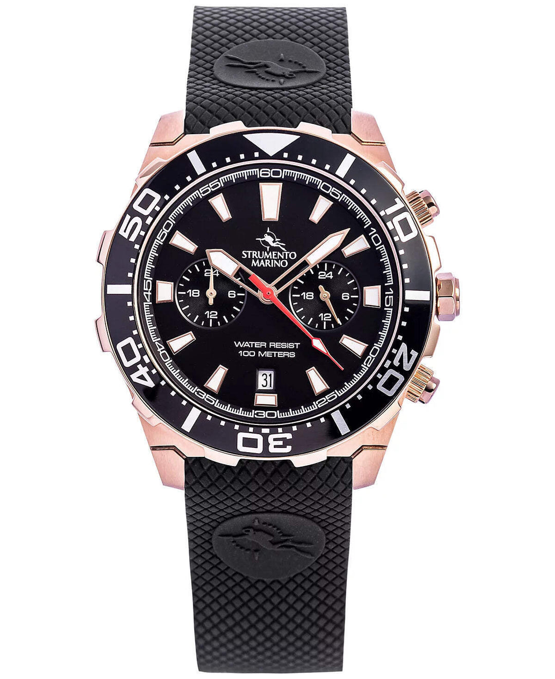 Strumento Marino Men's Skipper  Black Silicone Strap Watch 44mm WH 482