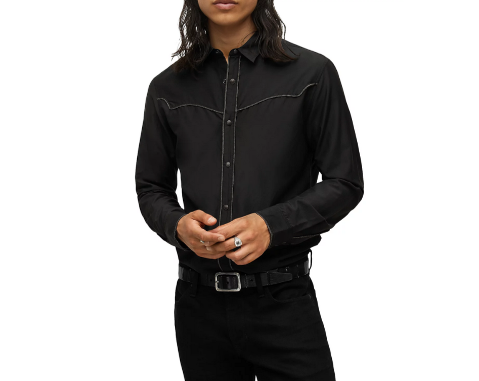 John Varvatos Francis Long Sleeve Western Style Shirt MSRP $188