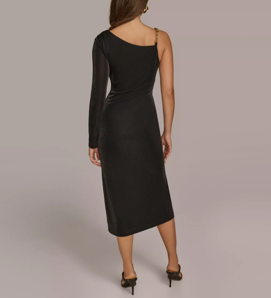 Donna Karan New York Petite Metallic One-Shoulder Sheath Dress MSRP $169