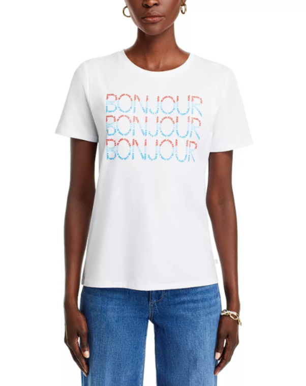 KARL LAGERFELD PARIS Bonjour Crewneck Tee MSRP $59