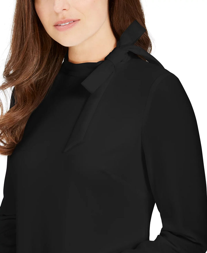 Calvin Klein Petite Bow-Neck Long-Sleeve Sheath Dress MSRP $99