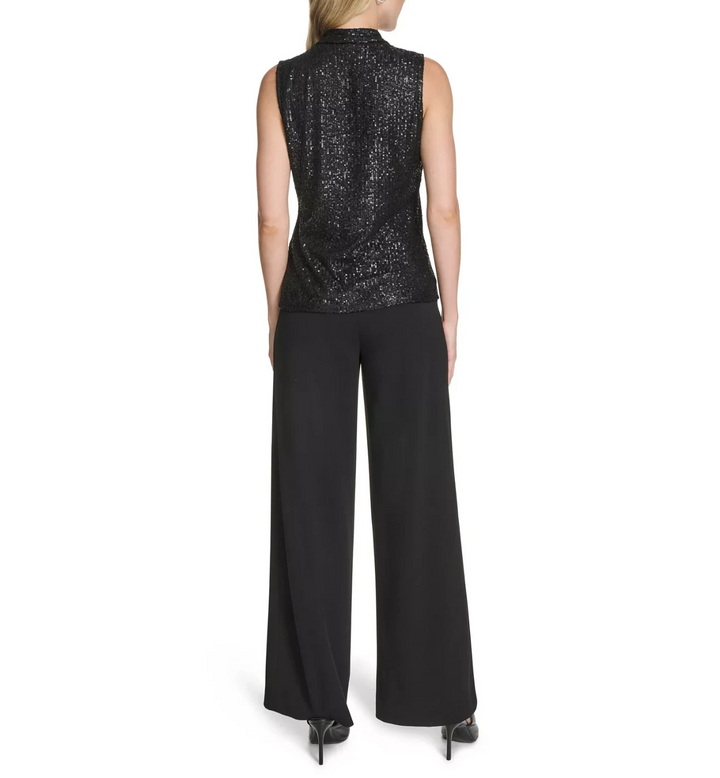 Calvin Klein Women's Sequin Detail V-Neck Blouse MSRP $74.00