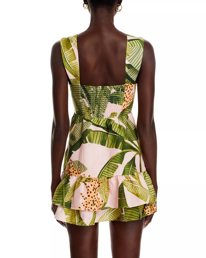 FARM Rio Banana Leaves Sleeveless Mini Dress MSRP $190