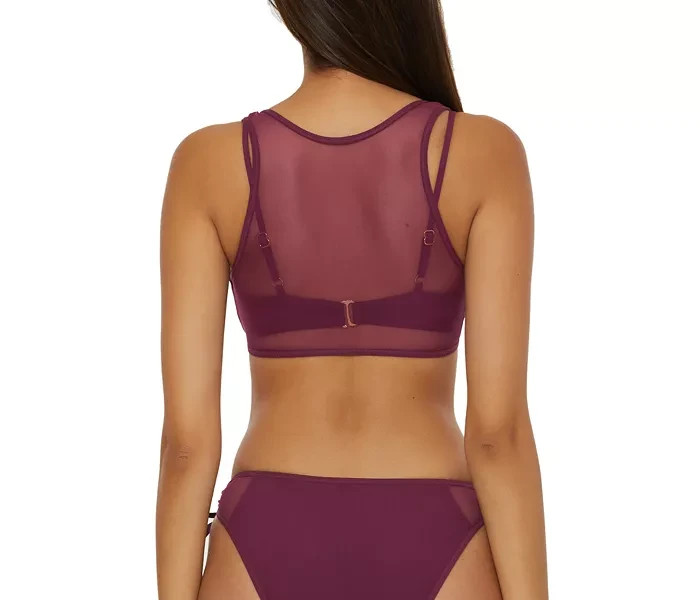 Becca Muse Mesh-Overlay Multi-Way Bralette Bikini Top MSRP $88