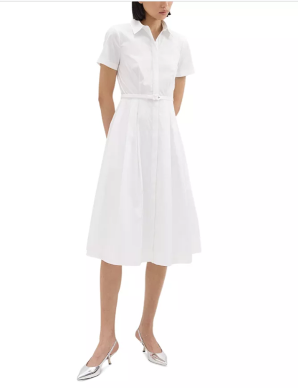 Theory Belted Short Sleeve Shirt Dress MSRP $445
