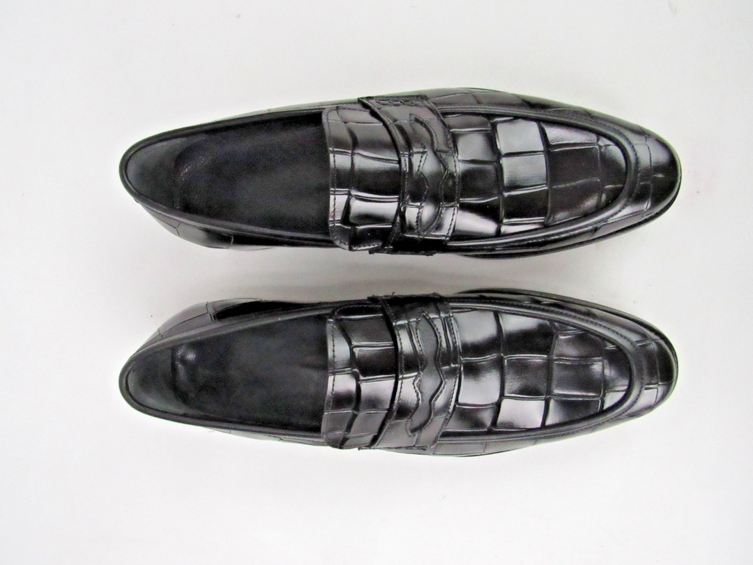 Elegant Men’s Luxury Embossed Calf Leather Loafers – Handcrafted Size EU 41