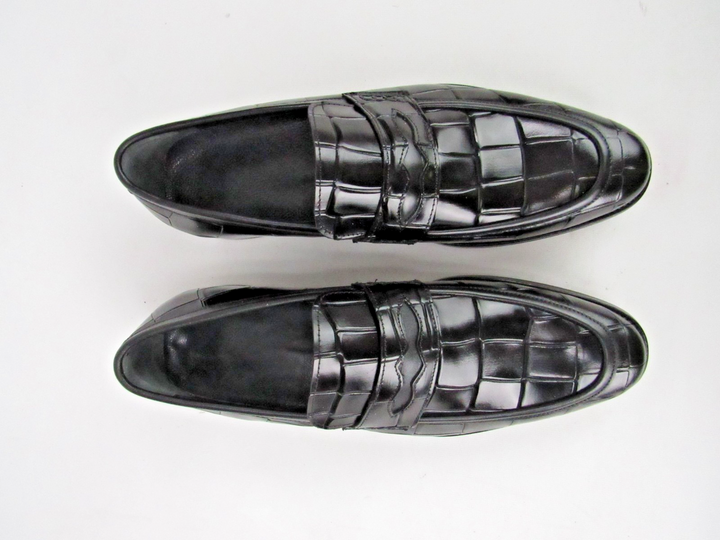 Elegant Men’s Luxury Embossed Calf Leather Loafers – Handcrafted Size EU 41