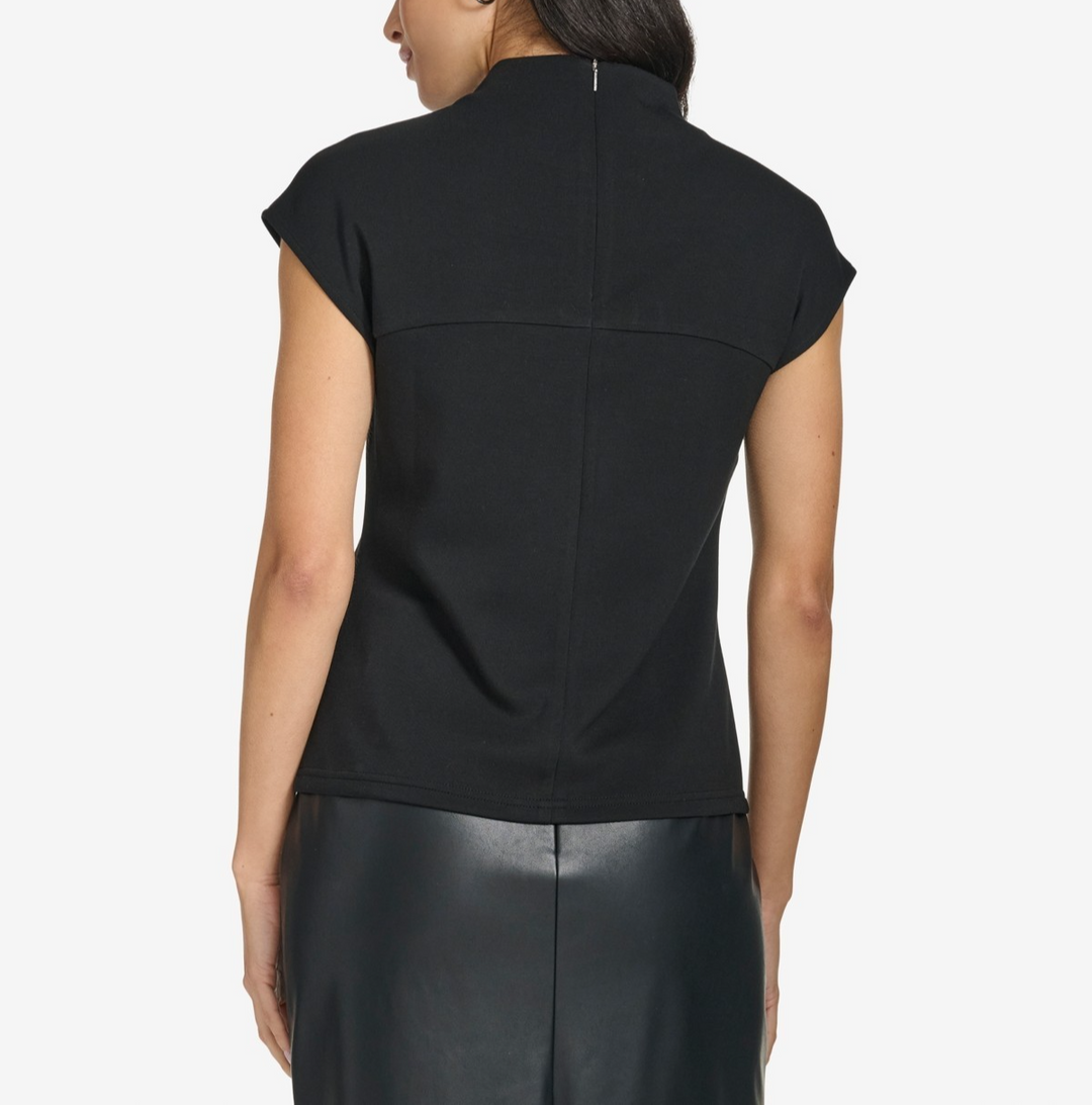 Calvin Klein Women's Mock-Neck Short-Sleeve Blouse MSRP $64