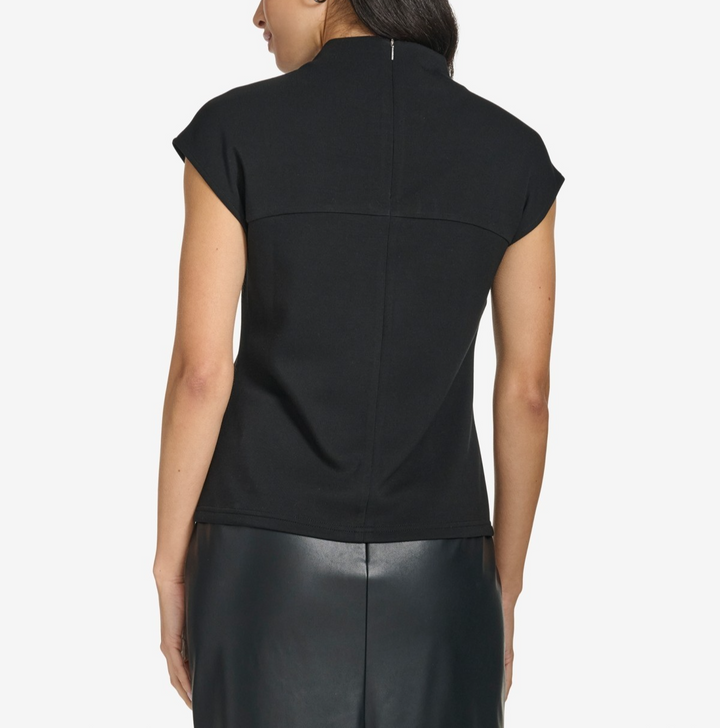 Calvin Klein Women's Mock-Neck Short-Sleeve Blouse MSRP $64