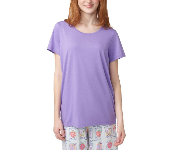 Hue Solid Short-Sleeve Scoop-Neck Sleepwear Top MSRP $38