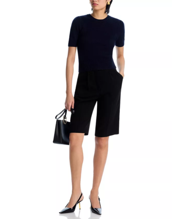 FRAME Gathered Short Sleeve Cashmere Sweater MSRP $468