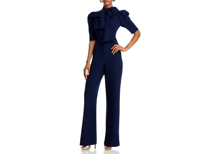 Black Halo Ara Bow Straight Leg Jumpsuit MSRP $525