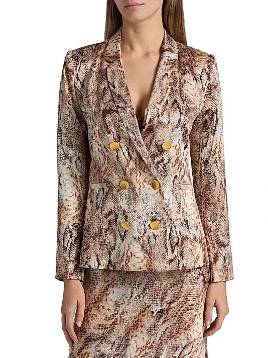 L'Agence Colin Double Breasted Silk Blazer MSRP $725