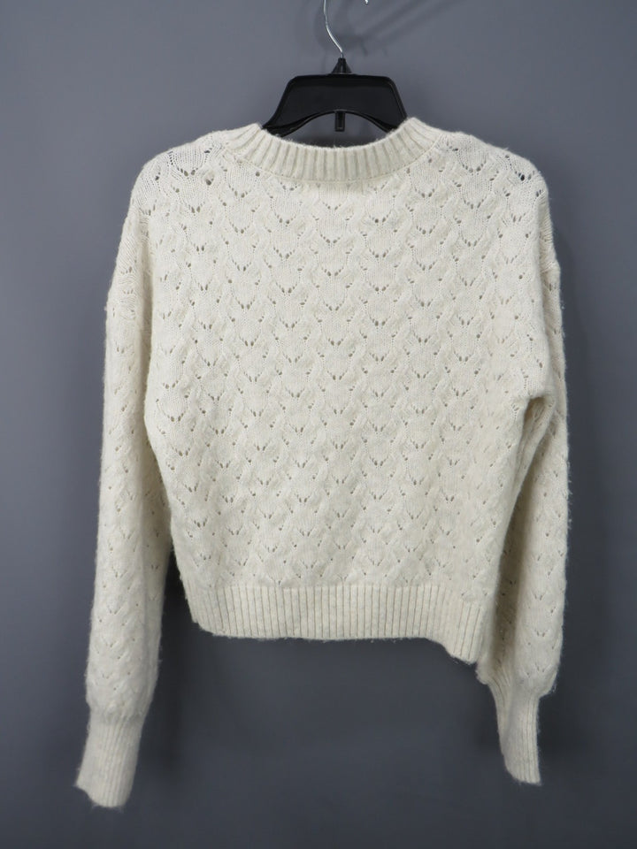 Sugar Moon Juniors' NYC Alliance Pointelle Lurex Sweater MSRP $44