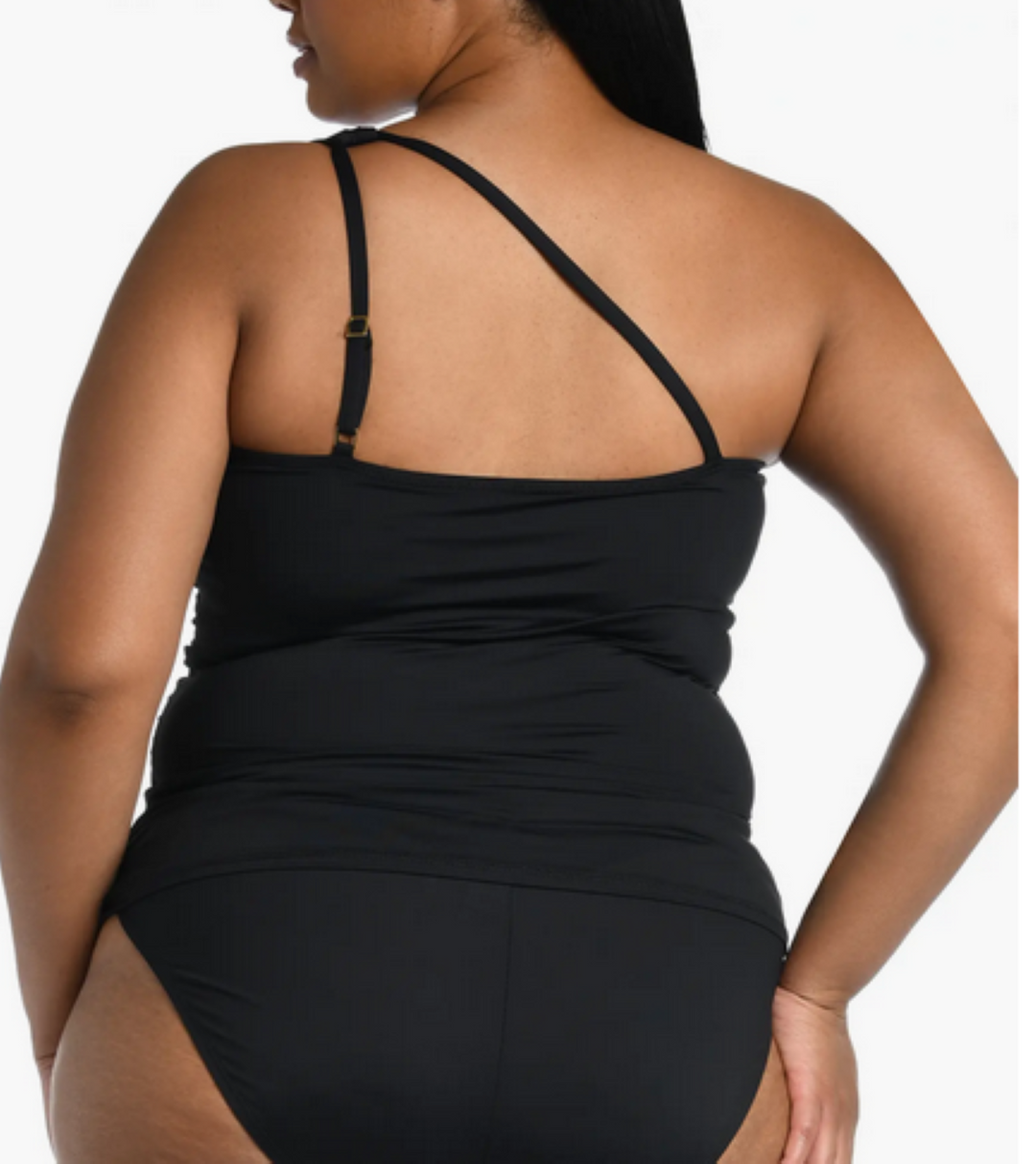 La Blanca Plus Size Tummy-Control One-Shoulder Tankini Top MSRP $93
