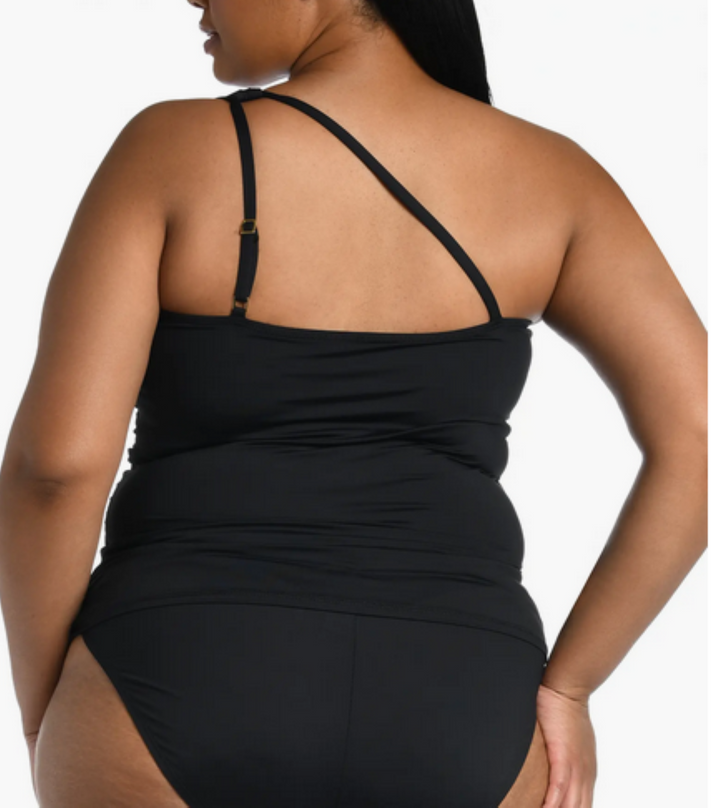 La Blanca Plus Size Tummy-Control One-Shoulder Tankini Top MSRP $93