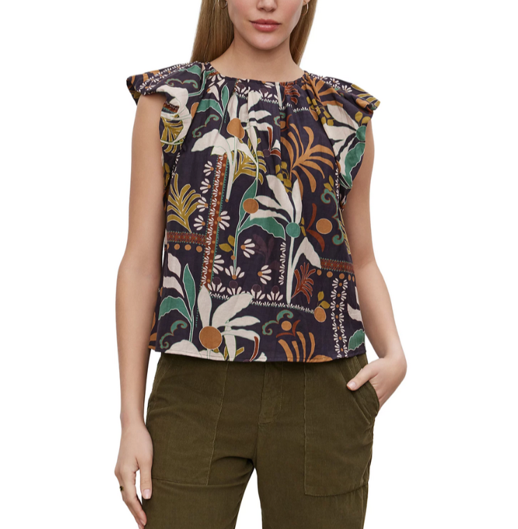 Velvet by Graham & Spencer Camille Flutter Sleeve Top MSRP $198