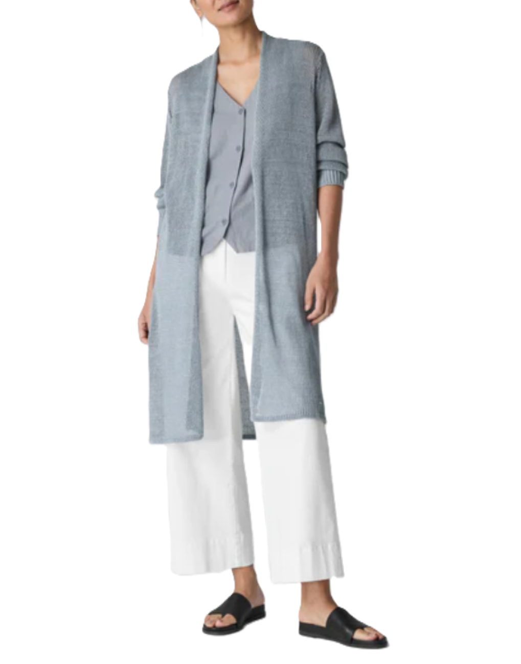 Eileen Fisher Linen Cotton Cord Long Cardigan Sweater MSRP $298