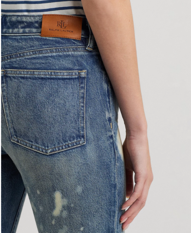 Lauren Ralph Lauren Bleach-Splattered Ankle Jeans MSRP $175