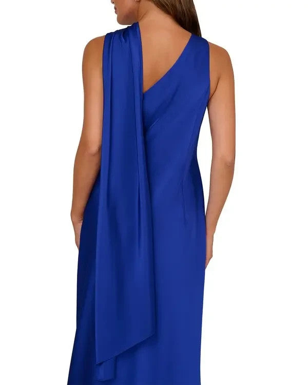 Adrianna By Adrianna Papell Asymmetrical Satin Dress MSRP $295