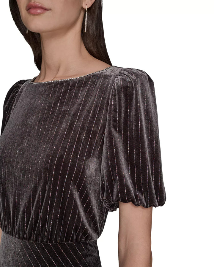 Karl Lagerfeld Paris Velvet Pinstriped Midi Dress MSRP $158