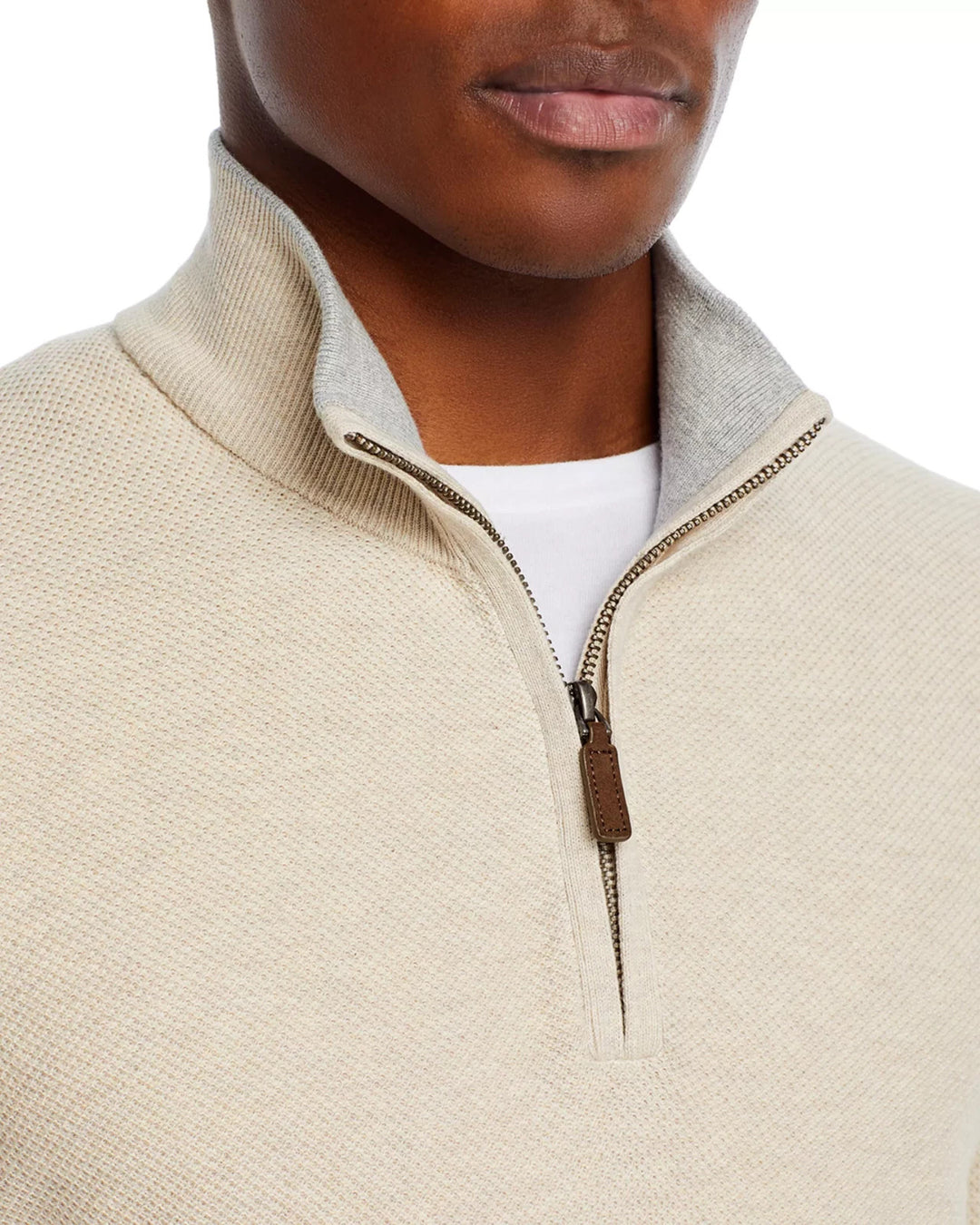 The Men's Store at Bloomingdale's Birdseye Knit Quarter Zip Sweater MSRP $118