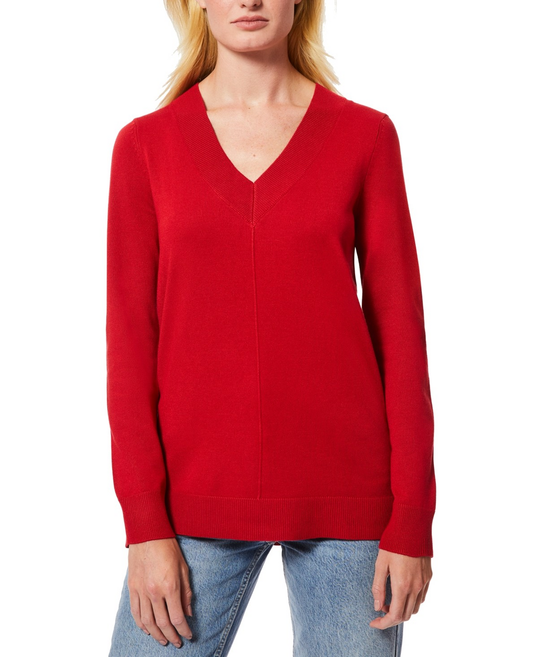 Melissa Paige Women's Ribbed Seamed Long-Sleeve V-Neck Sweater MSRP $46.50