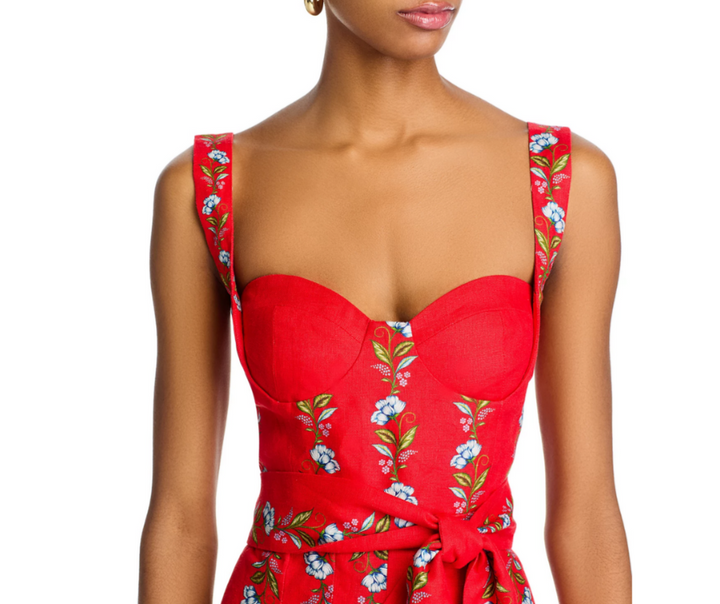 FARM Rio Sweet Bloom Bouquet Red Sleeveless Mini Dress MSRP $210