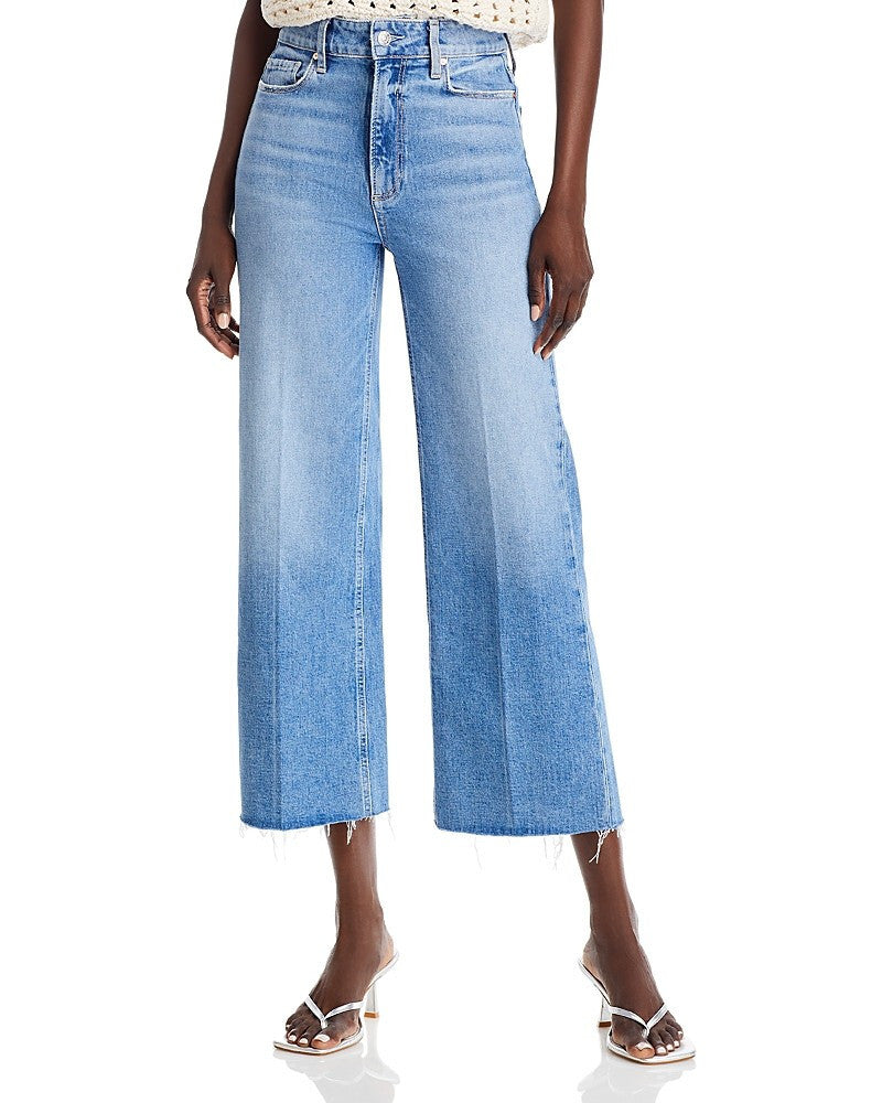 PAIGE Anessa Wide-Leg Cropped Jeans MSRP $229