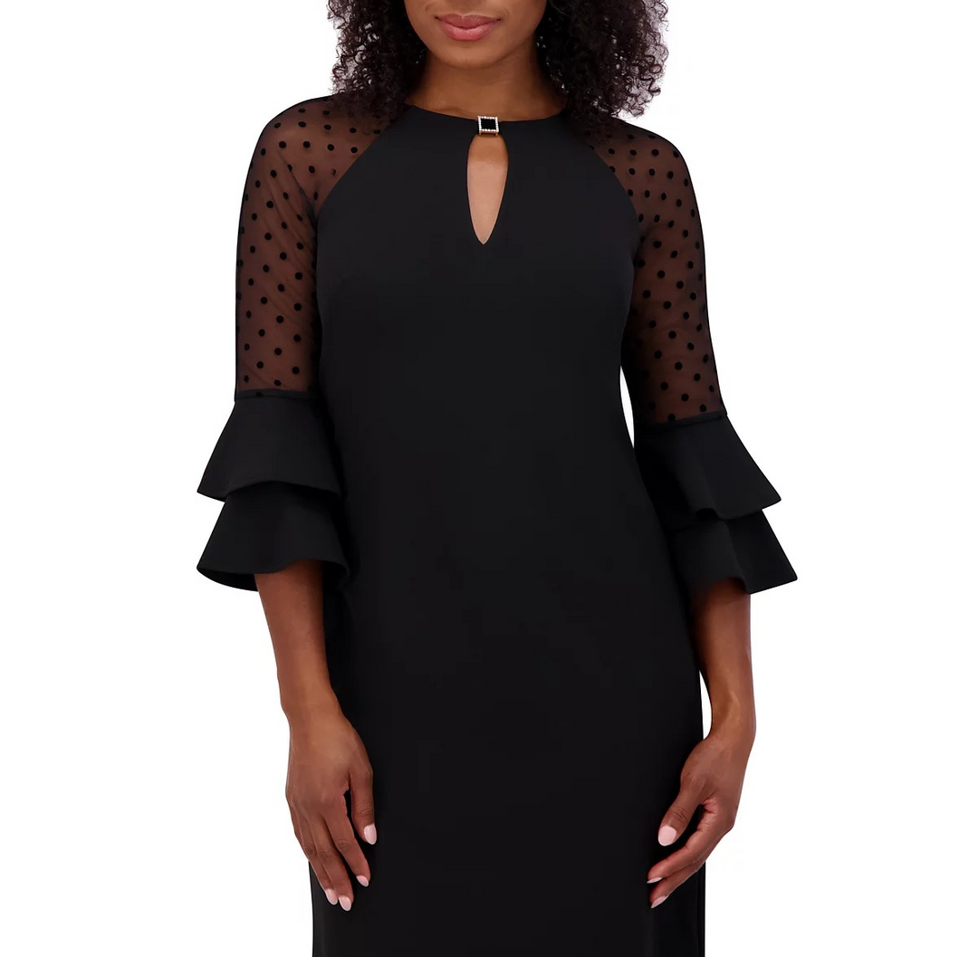 Jessica Howard Petite Ruffled 3/4-Sleeve Sheath Dress MSRP $109