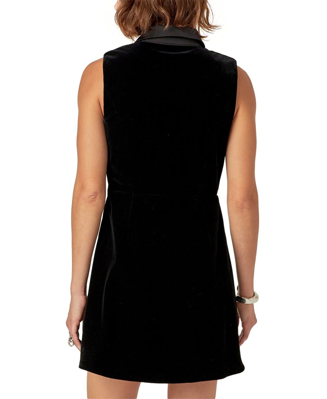 English Factory Black Velvet Collared Sleeveless Mini Dress MSRP $110