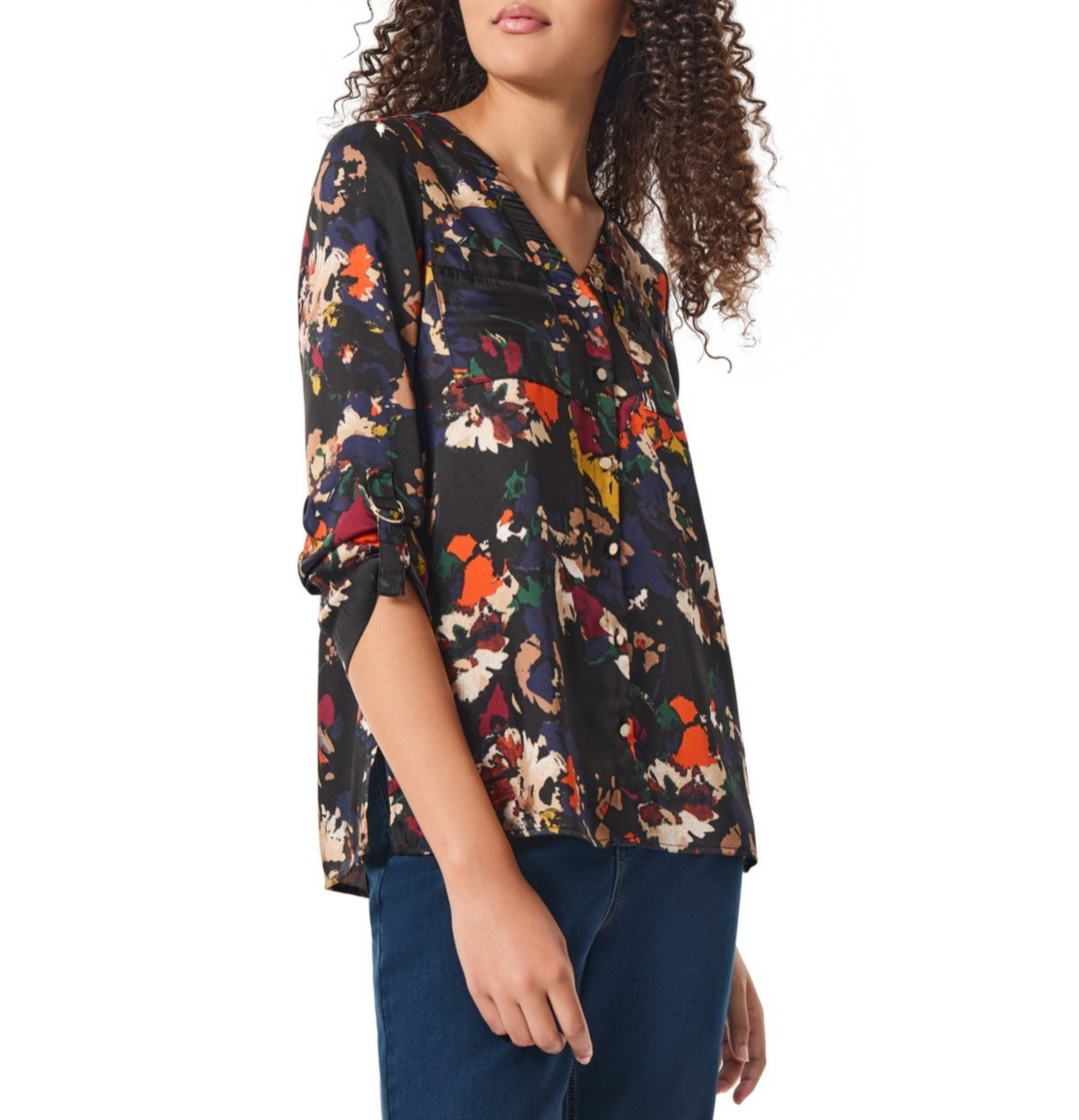 Jones New York Collarless D-Rings Sleeves Tunic Top MSRP $79