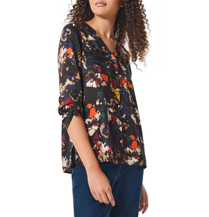 Jones New York Collarless D-Rings Sleeves Tunic Top MSRP $79