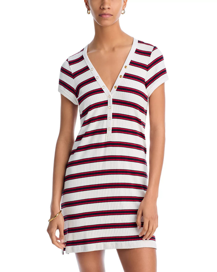 Robin Piccone Amy Striped Shirt Dress Swim Cover-Up MSRP $148