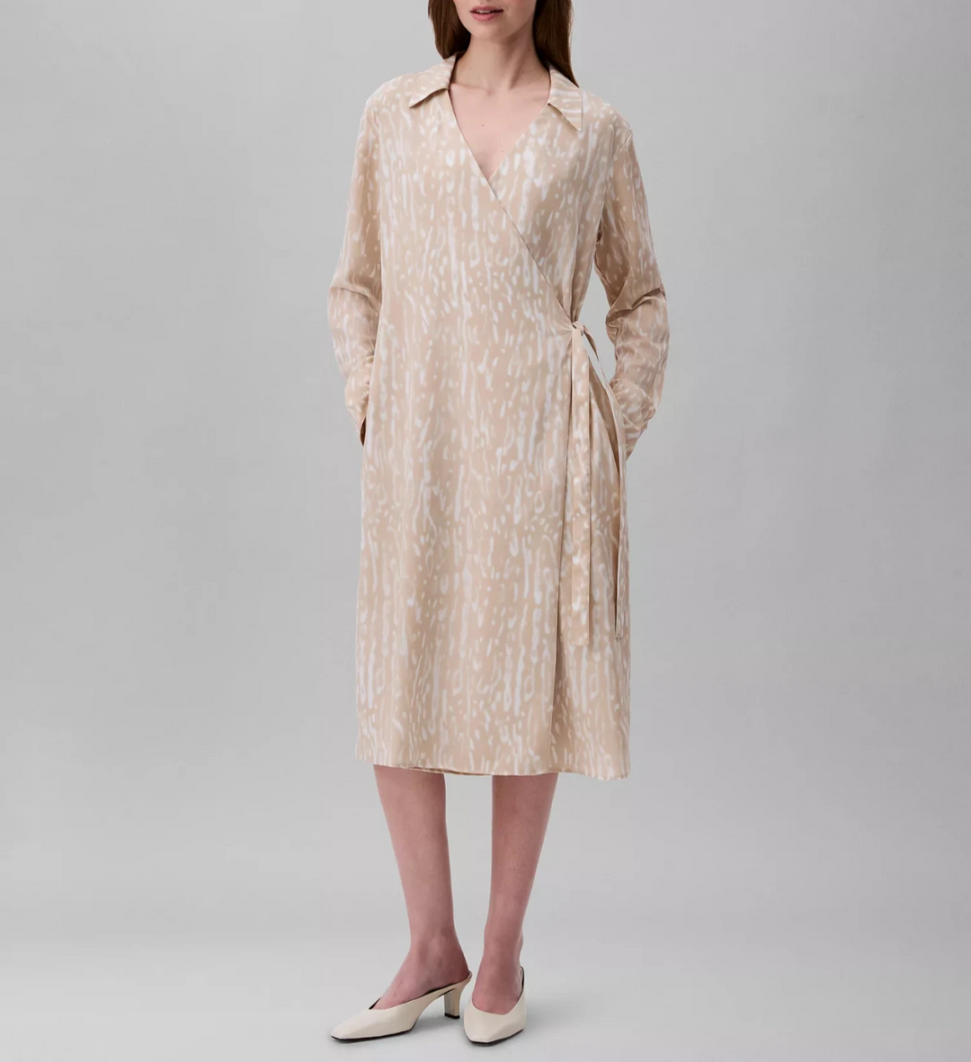 Calvin Klein Women's Printed Wrap Dress - Peyote Multi