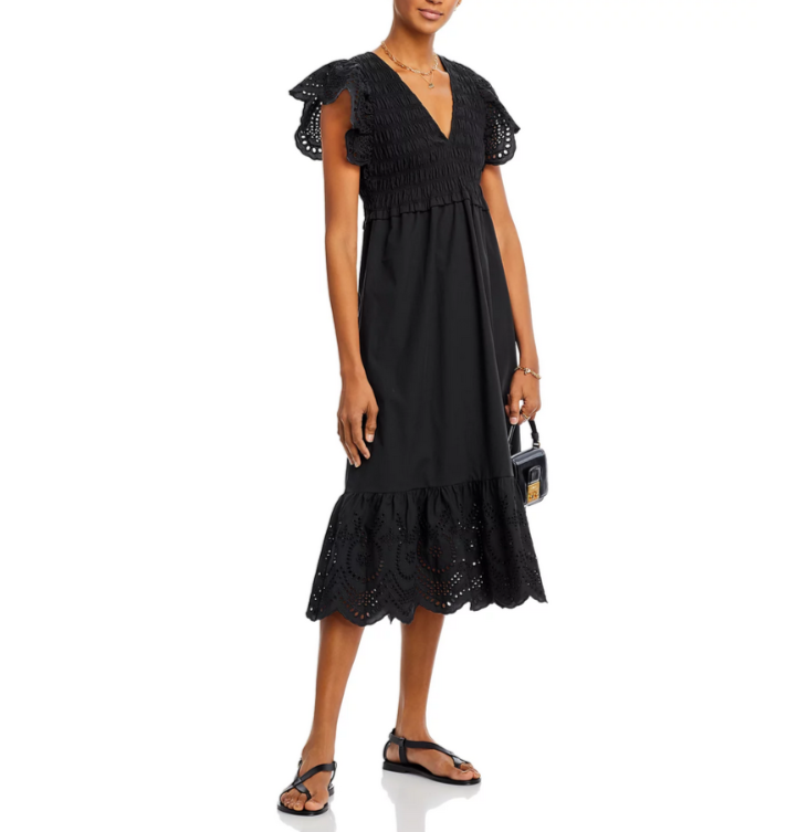 Rails Clementine Eyelet Trim Midi Dress MSRP $268