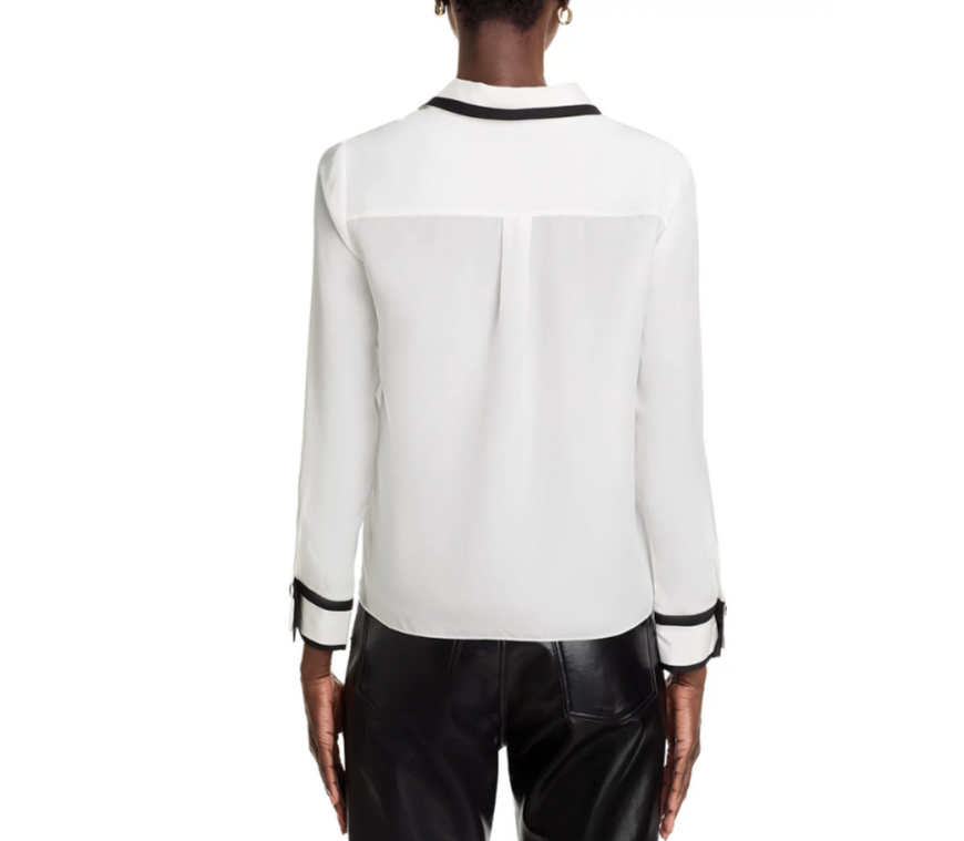 Alice and Olivia Willa Silk Placket Top MSRP $350