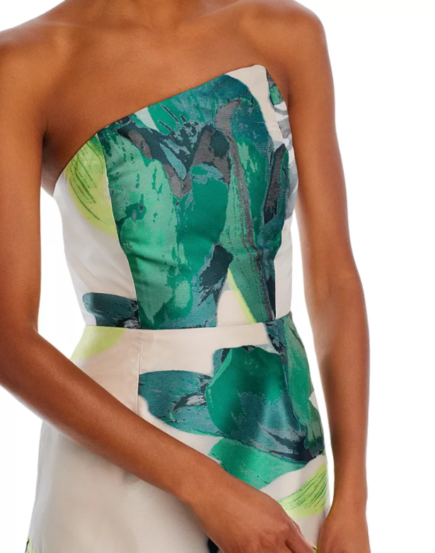 MILLY Asymmetrical Tropical Jacquard Dress MSRP $795