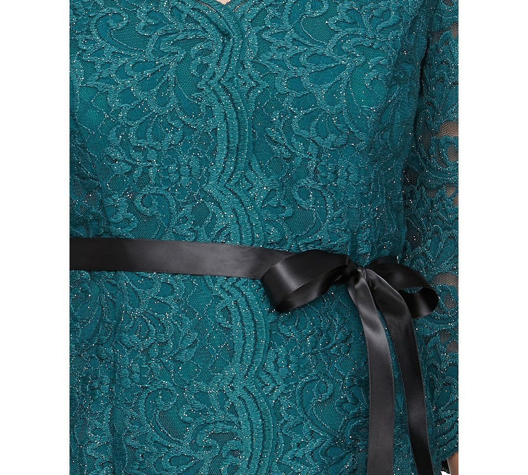 Alex Evenings Petite Lace Scalloped-Neck Bow Top MSRP $139