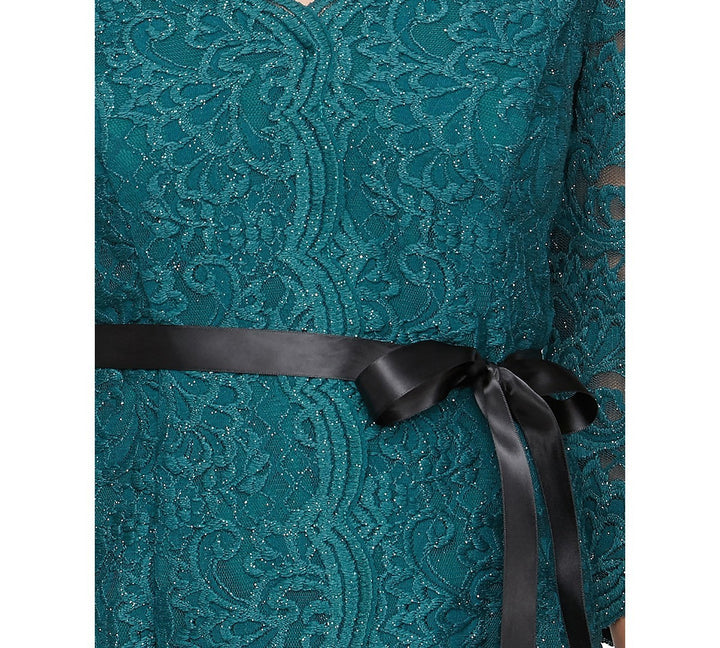 Alex Evenings Petite Lace Scalloped-Neck Bow Top MSRP $139