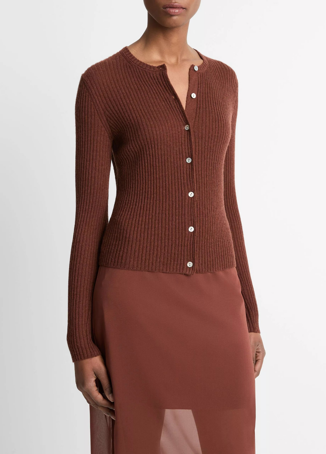 Vince Cashmere & Silk Ribbed Cardigan MSRP $395