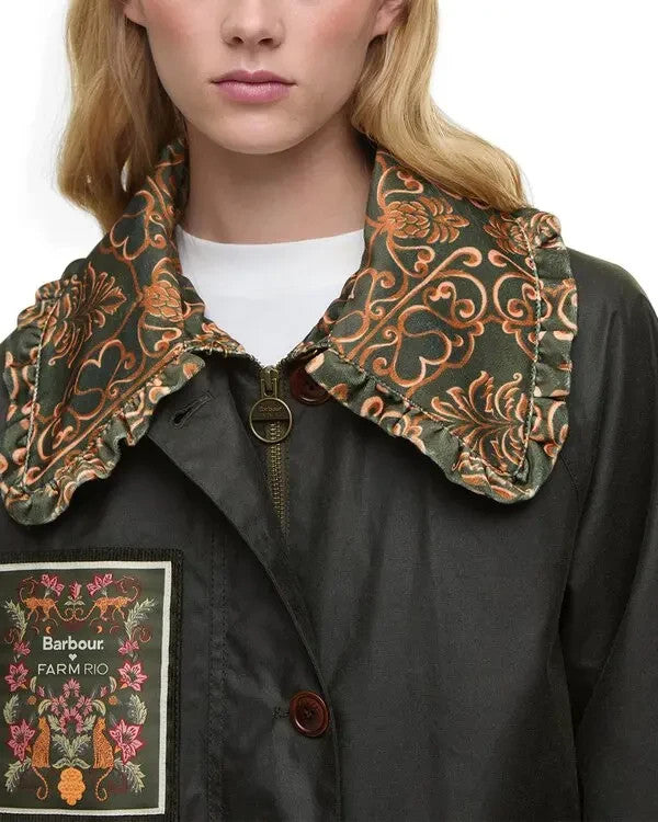 Barbour x FARM Rio Maria Clara Wax Jacket MSRP $800