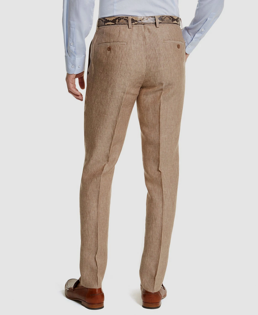 Bar III Men's Slim-Fit Tan Pinstripe Linen Suit Separate Pants MSRP $135