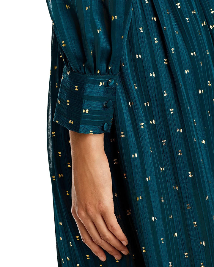 AQUA Ruffle Trim Clip Dot Midi Wrap Dress MSRP $128
