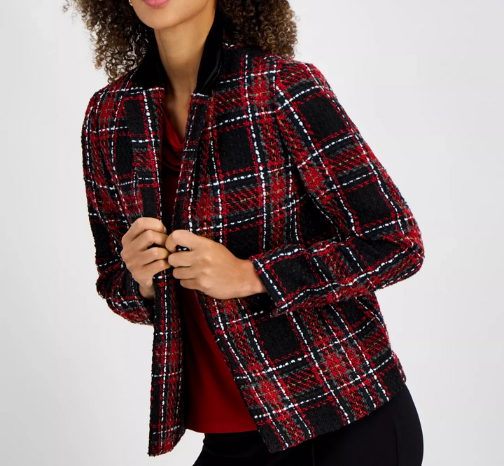 Kasper Women's Plaid Tweed Blazer, Regular & Petite MSRP $149