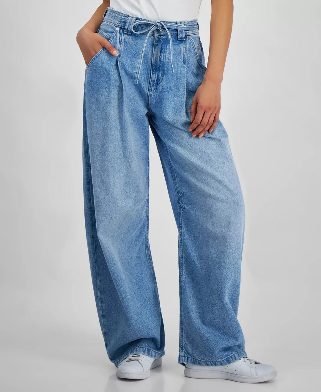BOSS Orange Women's Pleated Barrel-Leg Denim Pants MSRP $198