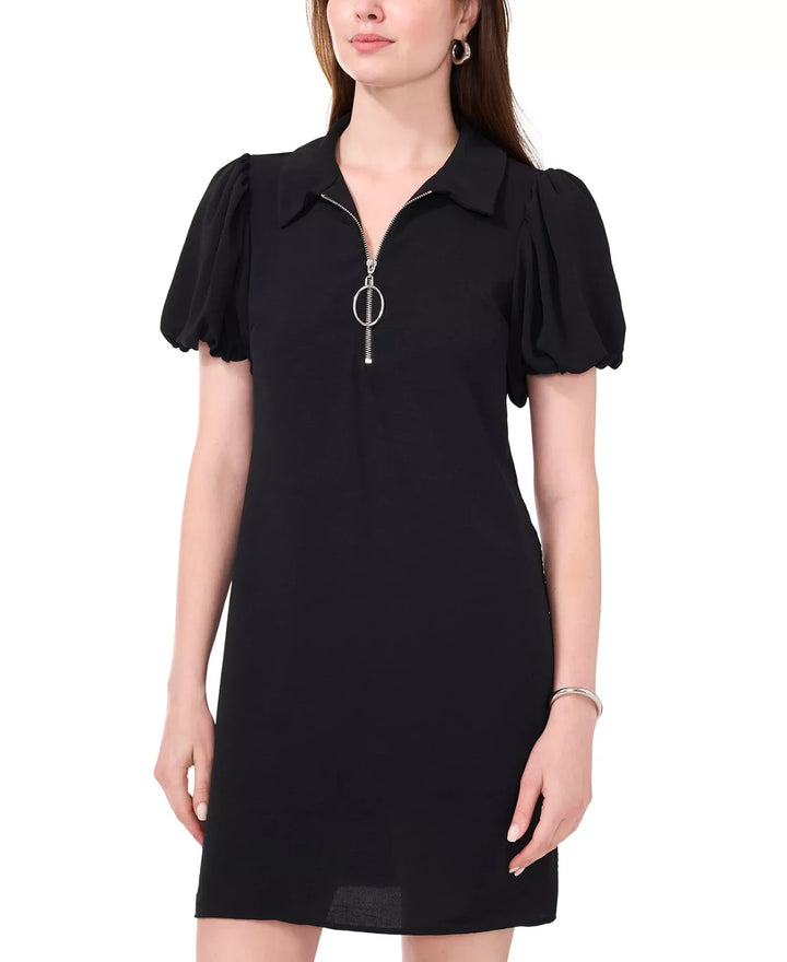 MSK Women's Collared Zip-Neck Puff-Sleeve Dress MSRP $69