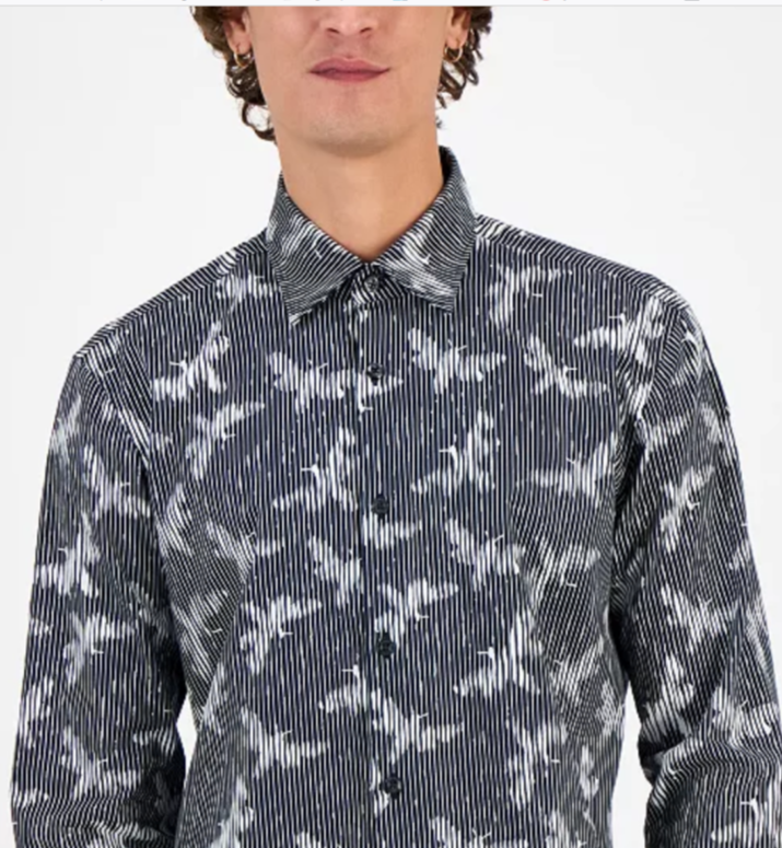HUGO Ermo Slim Fit Casual Button Down Shirt MSRP $128